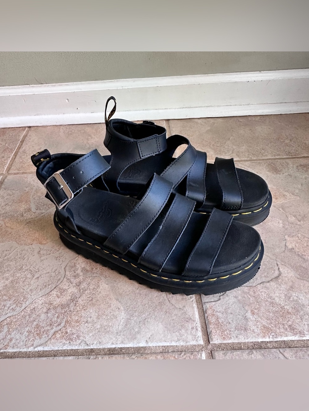 Dr. Martens Blaire Platform Black Chunky Strappy Sandals